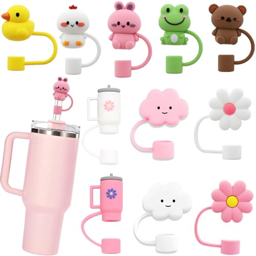 Modern LDKEDKF 11Pcs Straw Cover for Cup, Silicone Straw Topper Set