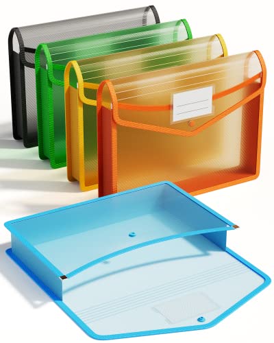 Classic ThinkTex Plastic Expanding File Folder, Transparent Envelopes with Snap for Daily Use