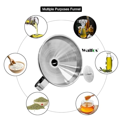 Modern Stainless Steel Funnel, Walfos 3 Pack Kitchen Funnel with Kit