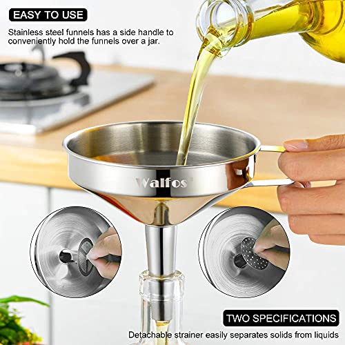 Modern Stainless Steel Funnel, Walfos 3 Pack Kitchen Funnel with Kit