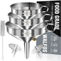 Modern Stainless Steel Funnel, Walfos 3 Pack Kitchen Funnel with Kit