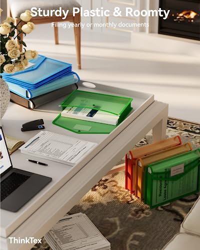 Classic ThinkTex Plastic Expanding File Folder, Transparent Envelopes with Snap for Daily Use
