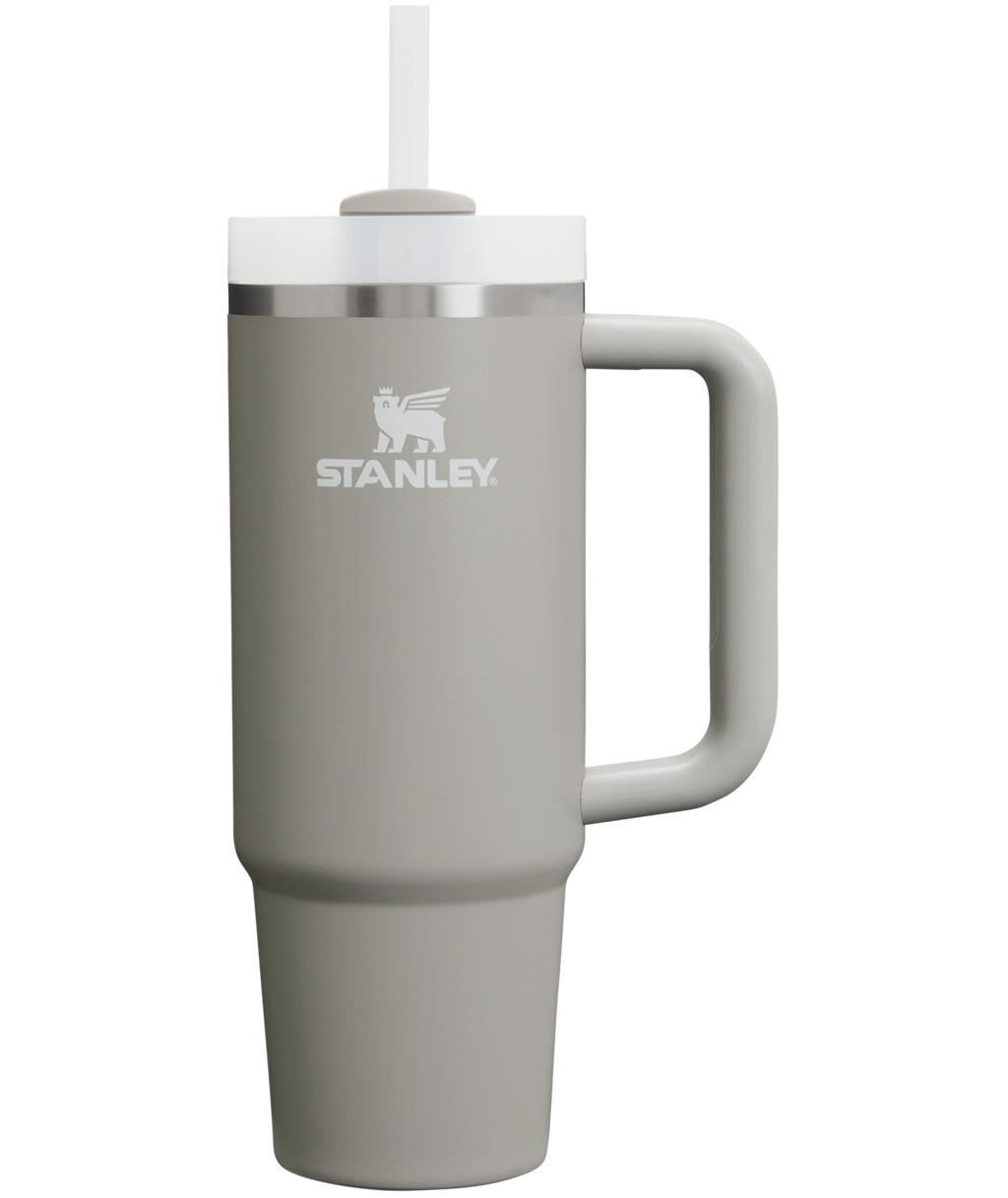 Splash-Resistant FlowState The Quencher H2.0 Flowstate Tumbler | Stanley Create D331C - 40oz Large Capacity Car-Cup Friendly Quencher - Ash