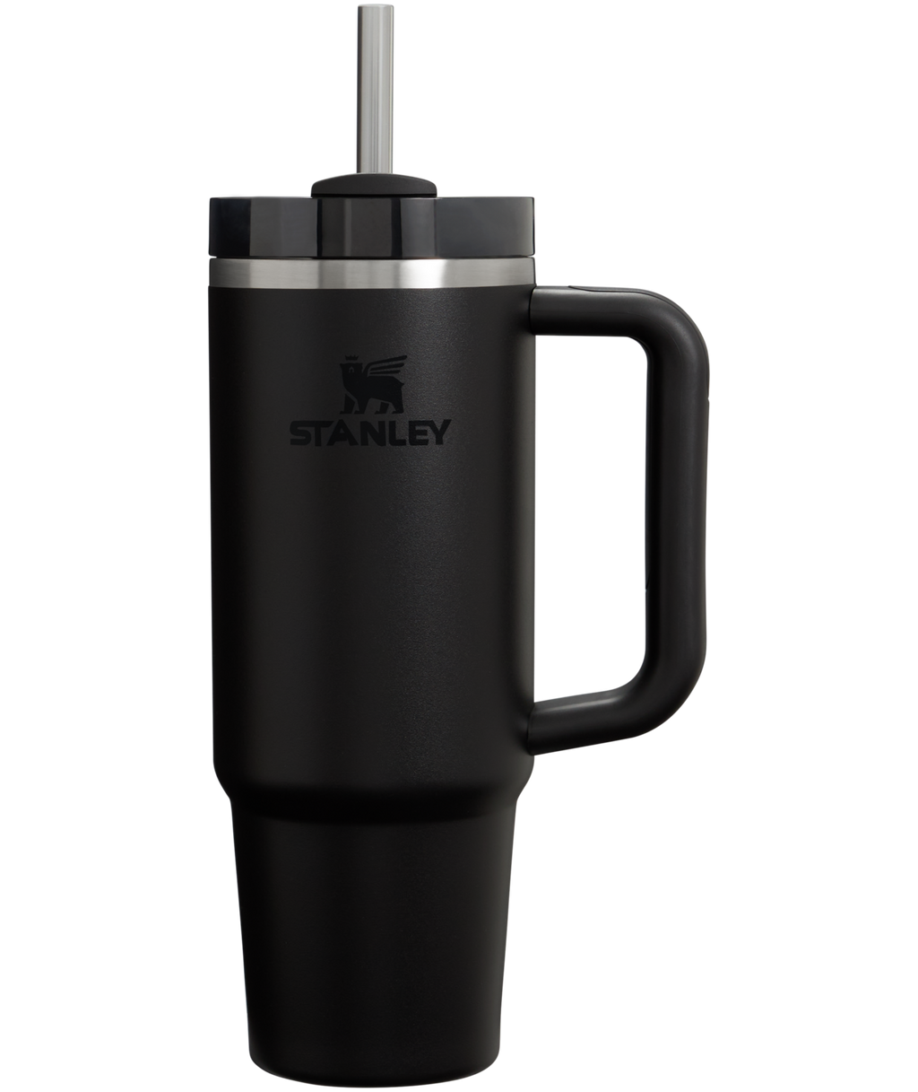 Splash-Resistant FlowState The Quencher H2.0 Flowstate Tumbler | Stanley Create D331C - 40oz Large Capacity Car-Cup Friendly Quencher - Black 2.0