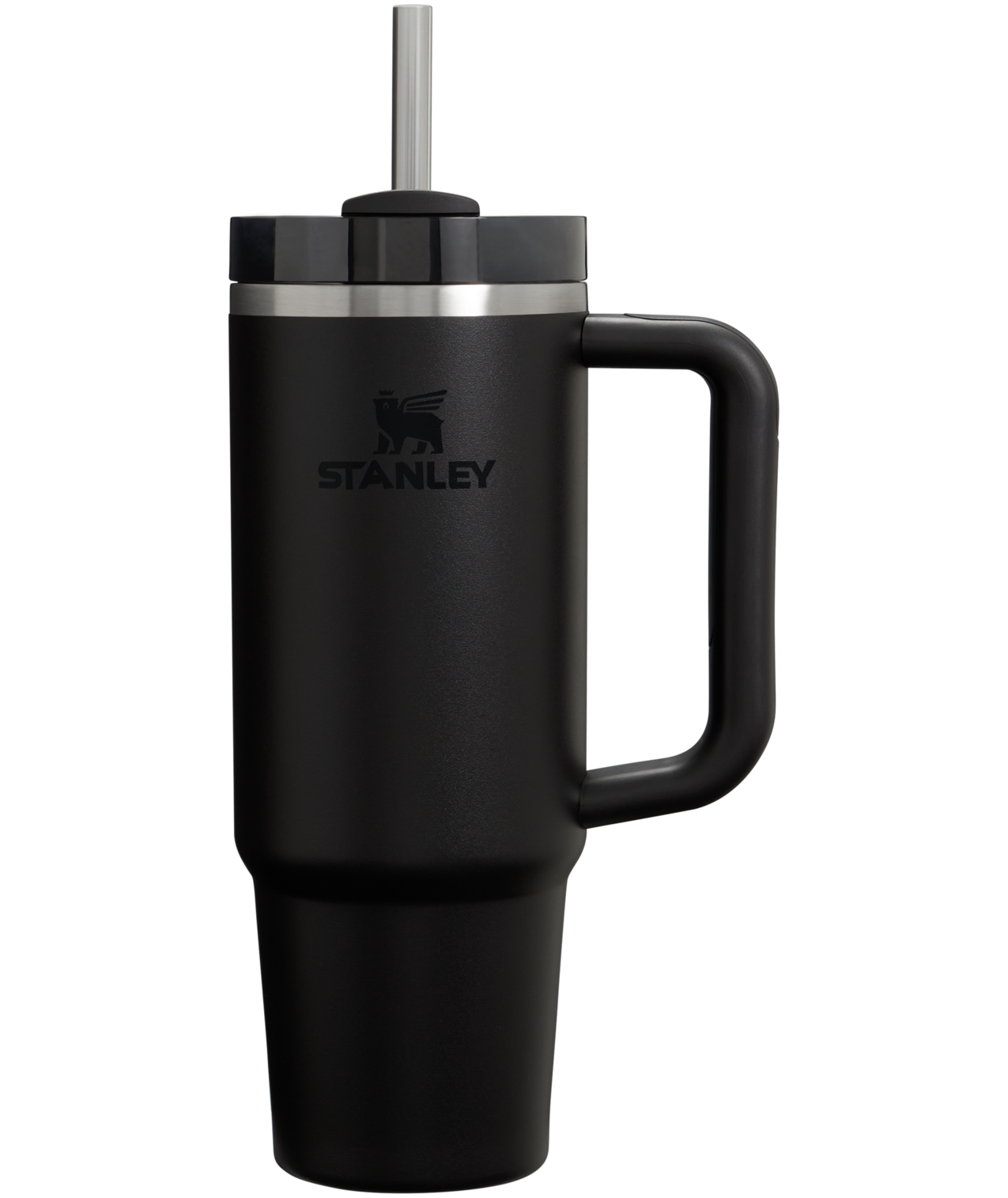 Splash-Resistant FlowState The Quencher H2.0 Flowstate Tumbler | Stanley Create D331C - 40oz Large Capacity Car-Cup Friendly Quencher - Black 2.0