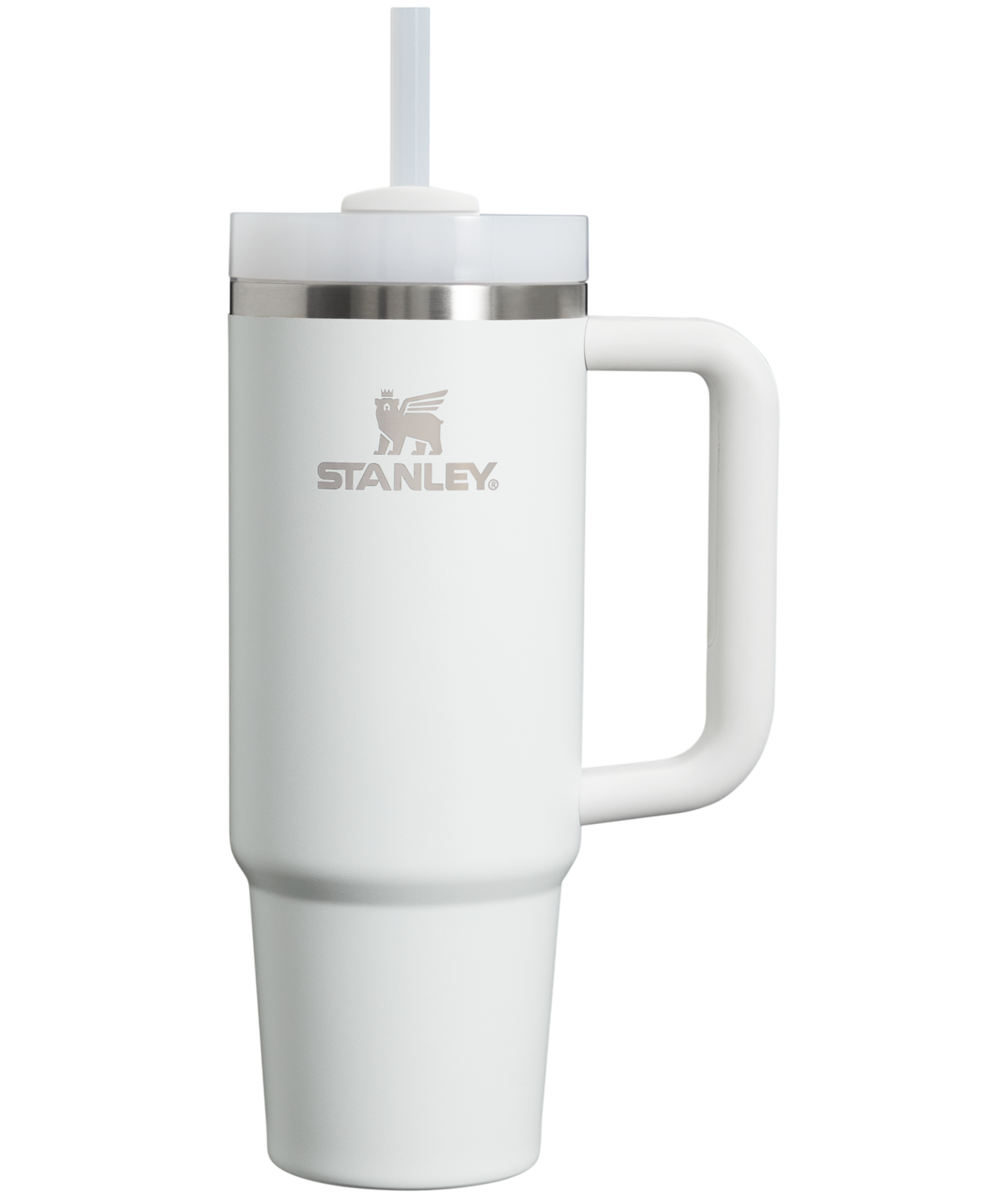 Splash-Resistant FlowState The Quencher H2.0 Flowstate Tumbler | Stanley Create D331C - 40oz Large Capacity Car-Cup Friendly Quencher - Frost