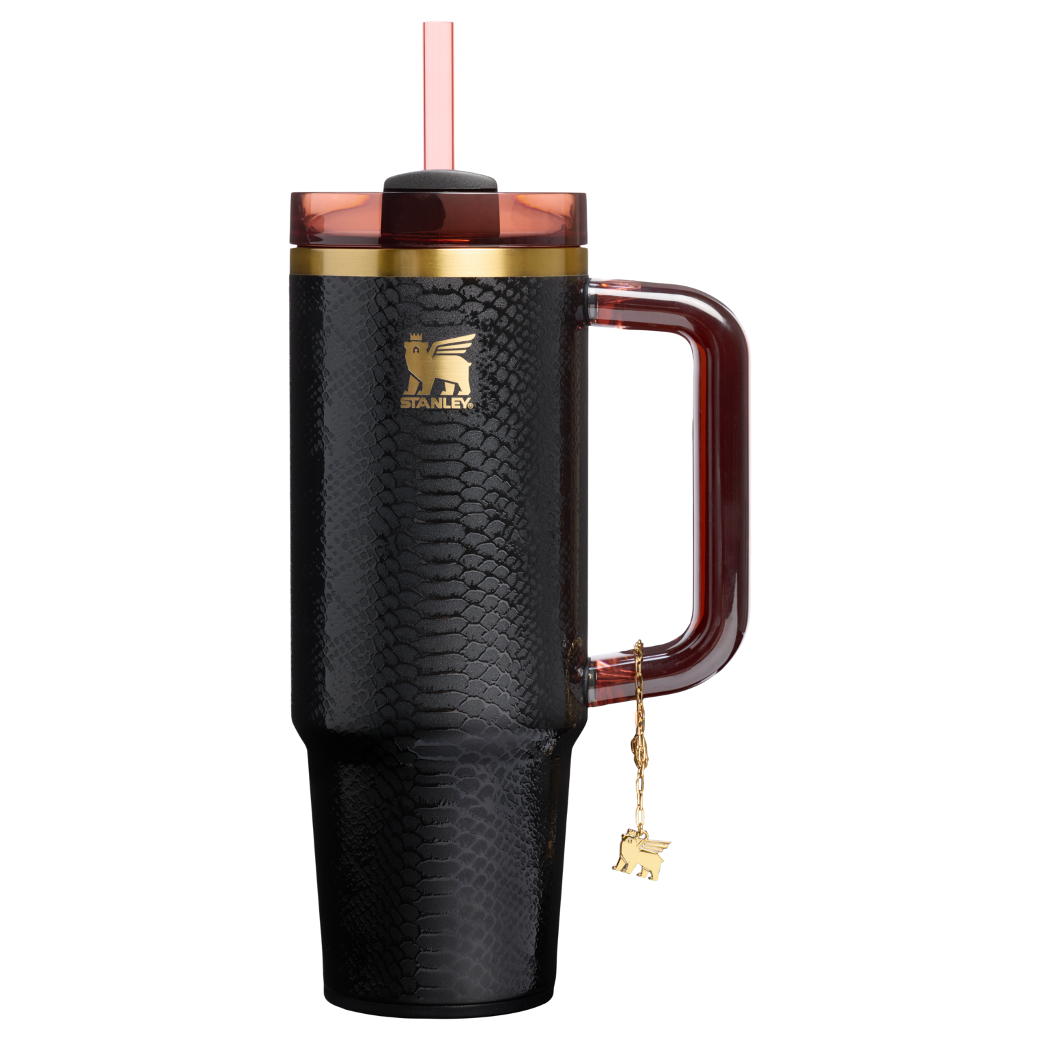 Splash-Resistant FlowState The Quencher Luxe H2.0 Flowstate Tumbler D171F - Premium Stainless Steel Straw Cup for All-Day Hydration - Black Snakeskin