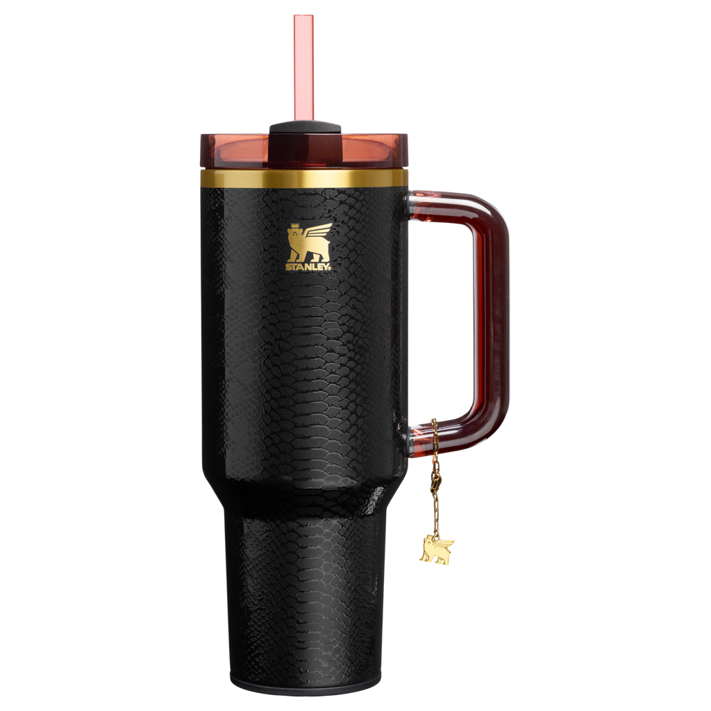 Insulated Travel The Quencher Luxe H2.0 Flowstate Tumbler D170A - Premium Stainless Steel Straw Cup for All-Day Hydration - Black Snakeskin