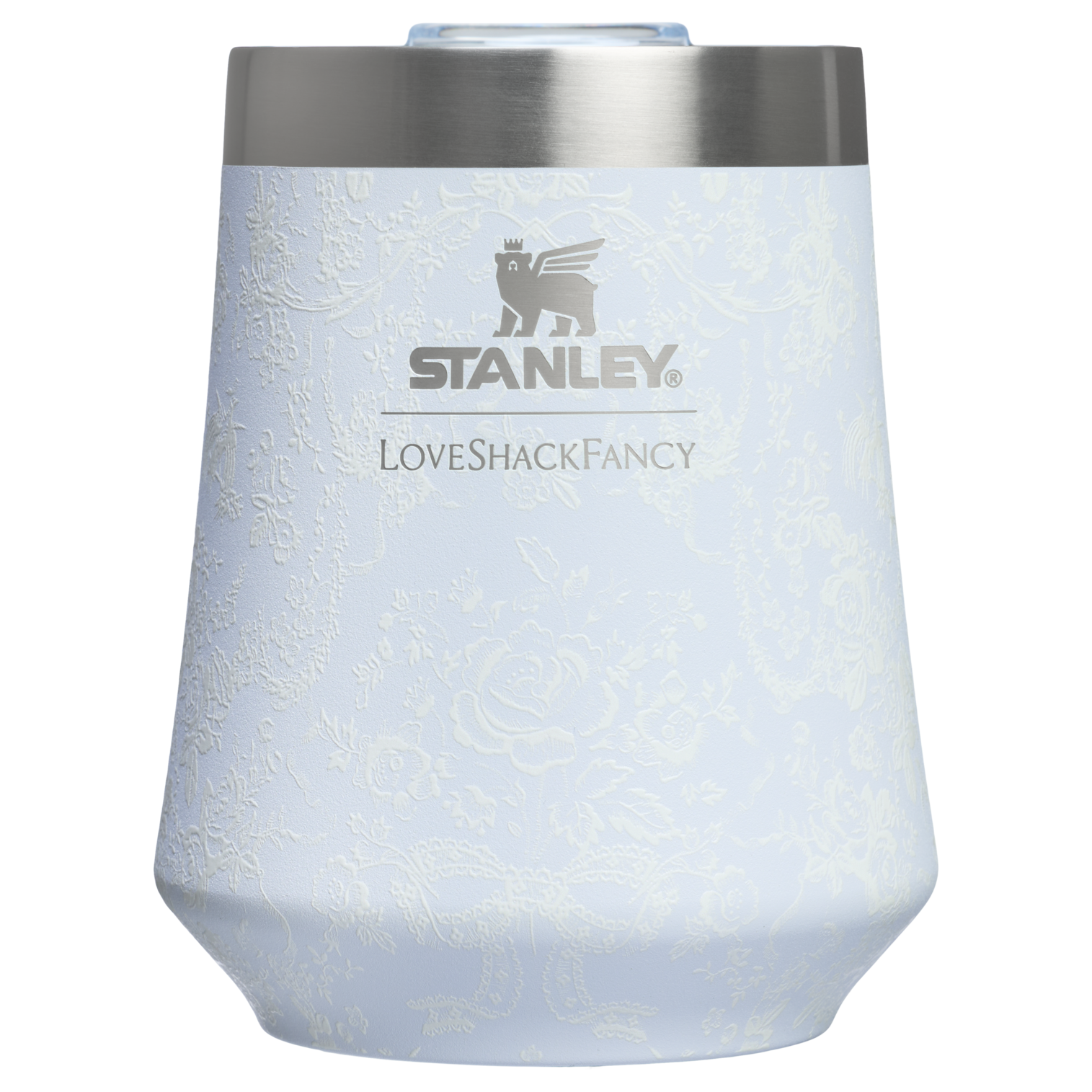 Premium Matte Stanley 1913 x LoveShackFancy Holiday Reserve Wine Tumbler D204X - Elegant Stemless Vacuum Insulated Wine Tumbler - Baby Bow Pink Peppermint