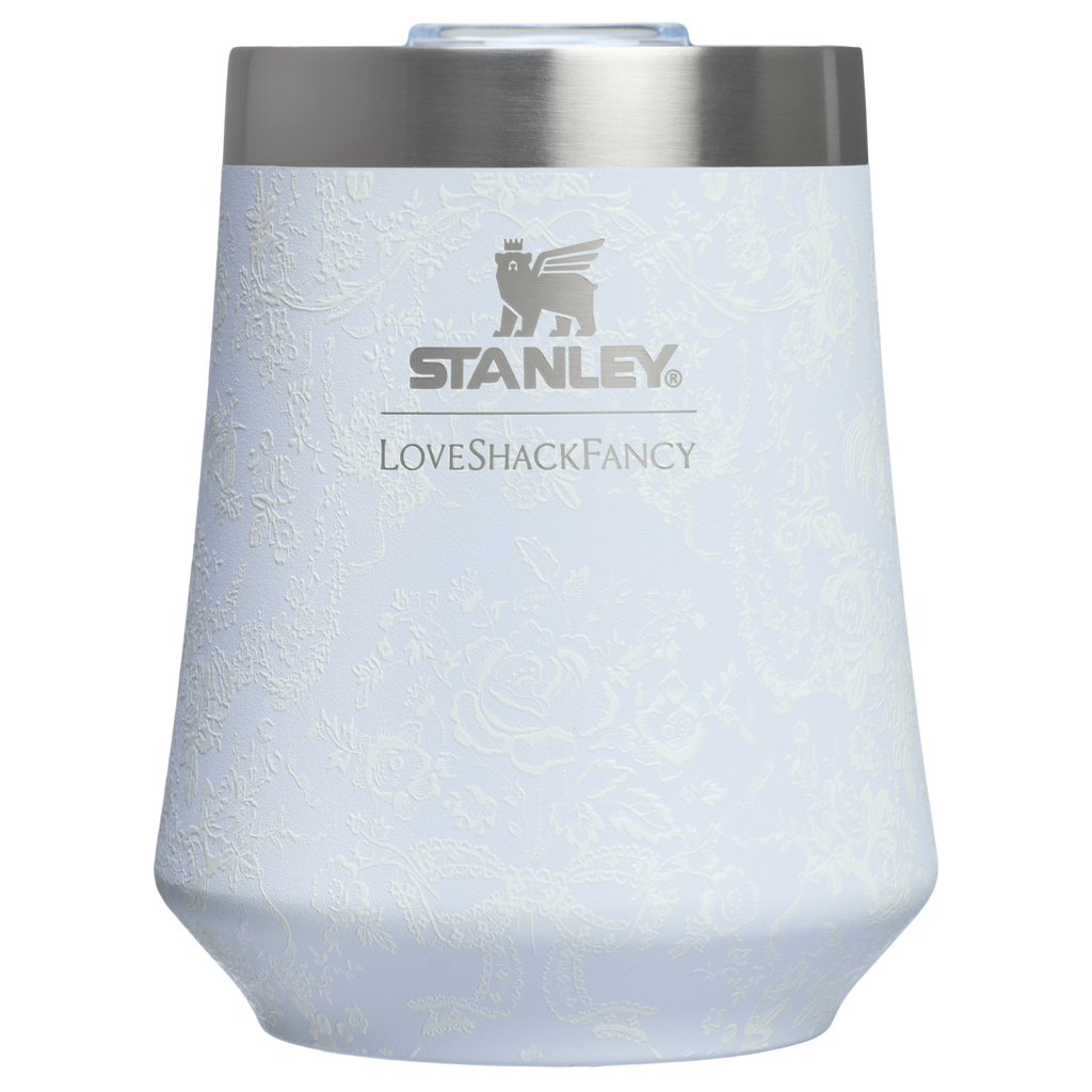 Elegant Stemless Stanley 1913 x LoveShackFancy Holiday Reserve Wine Tumbler D367F - Elegant Stemless Vacuum Insulated Wine Tumbler - Baby Bow Pink Peppermint