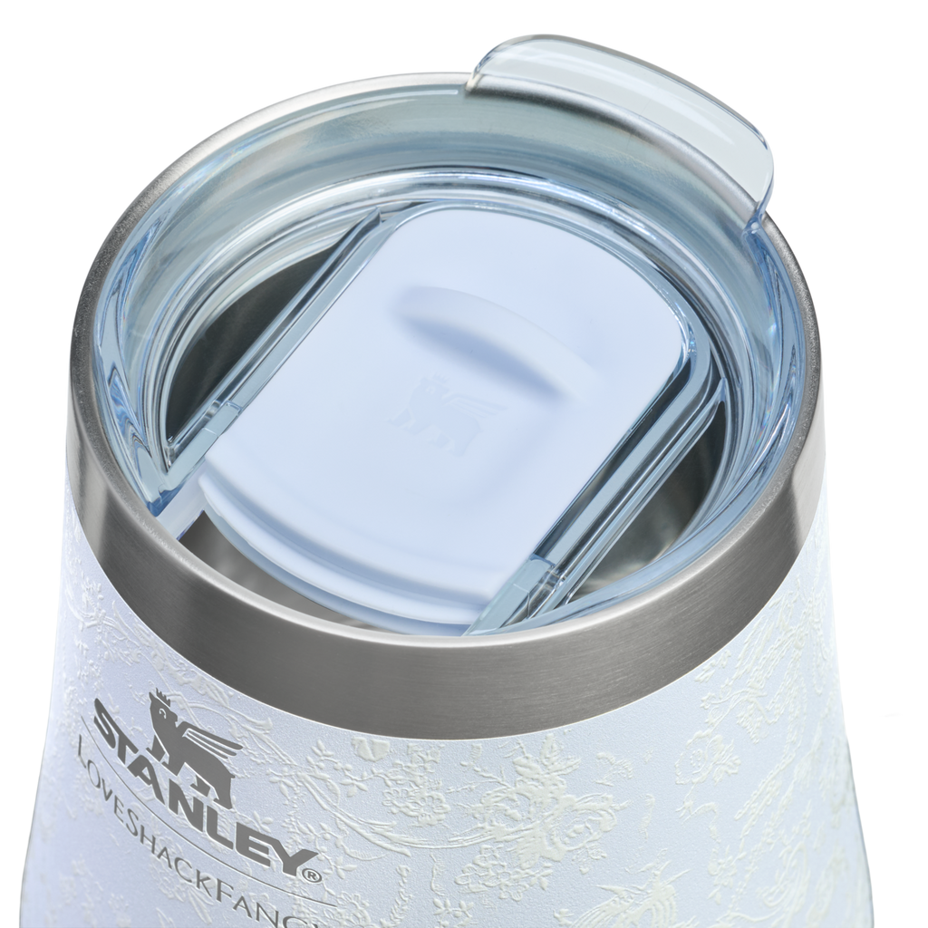 Elegant Stemless Stanley 1913 x LoveShackFancy Holiday Reserve Wine Tumbler D367F - Elegant Stemless Vacuum Insulated Wine Tumbler Detail