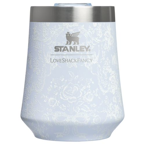 Elegant Stemless Stanley 1913 x LoveShackFancy Holiday Reserve Wine Tumbler D367F - Elegant Stemless Vacuum Insulated Wine Tumbler - Toscana Toile Alpine Blue