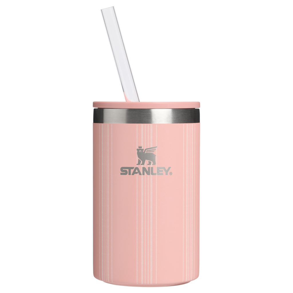 Premium All-Weather The Everyday Can Cooler Cup D353P - Heavy-Duty Ice-Retention Food & Beverage Carrier - Peach Rose Picnic Stripe