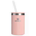 Premium All-Weather The Everyday Can Cooler Cup D353P - Heavy-Duty Ice-Retention Food & Beverage Carrier - Peach Rose Picnic Stripe