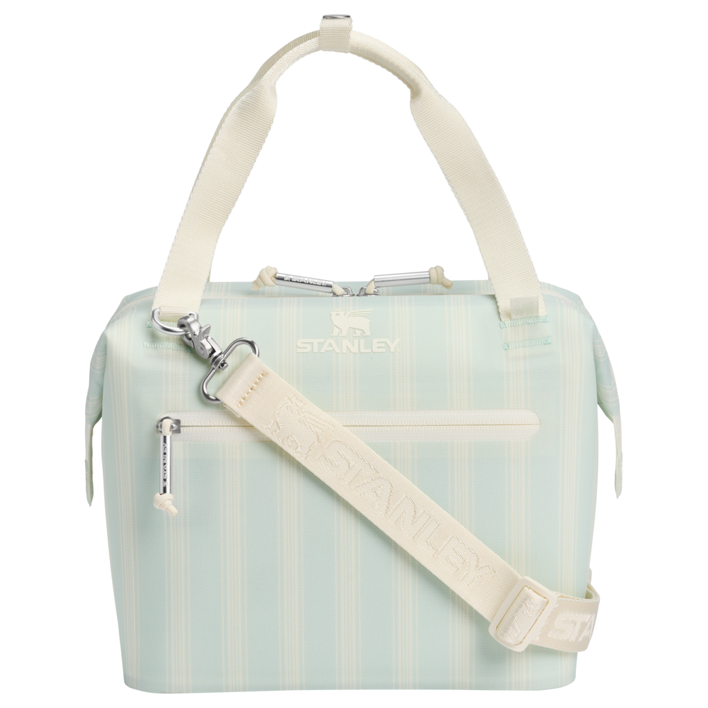 Premium All-Weather The All Day Julienne Mini Cooler D349V - Julienne Series Portable Picnic Chiller Tote - Mist Picnic Stripe