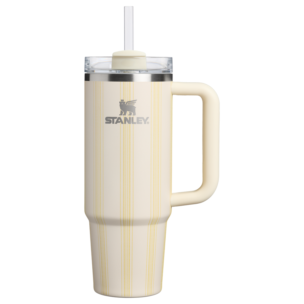Large Capacity The Quencher H2.0 Flowstate Tumbler D343V - 40oz Large Capacity Car-Cup Friendly Quencher - Cream Picnic Stripe