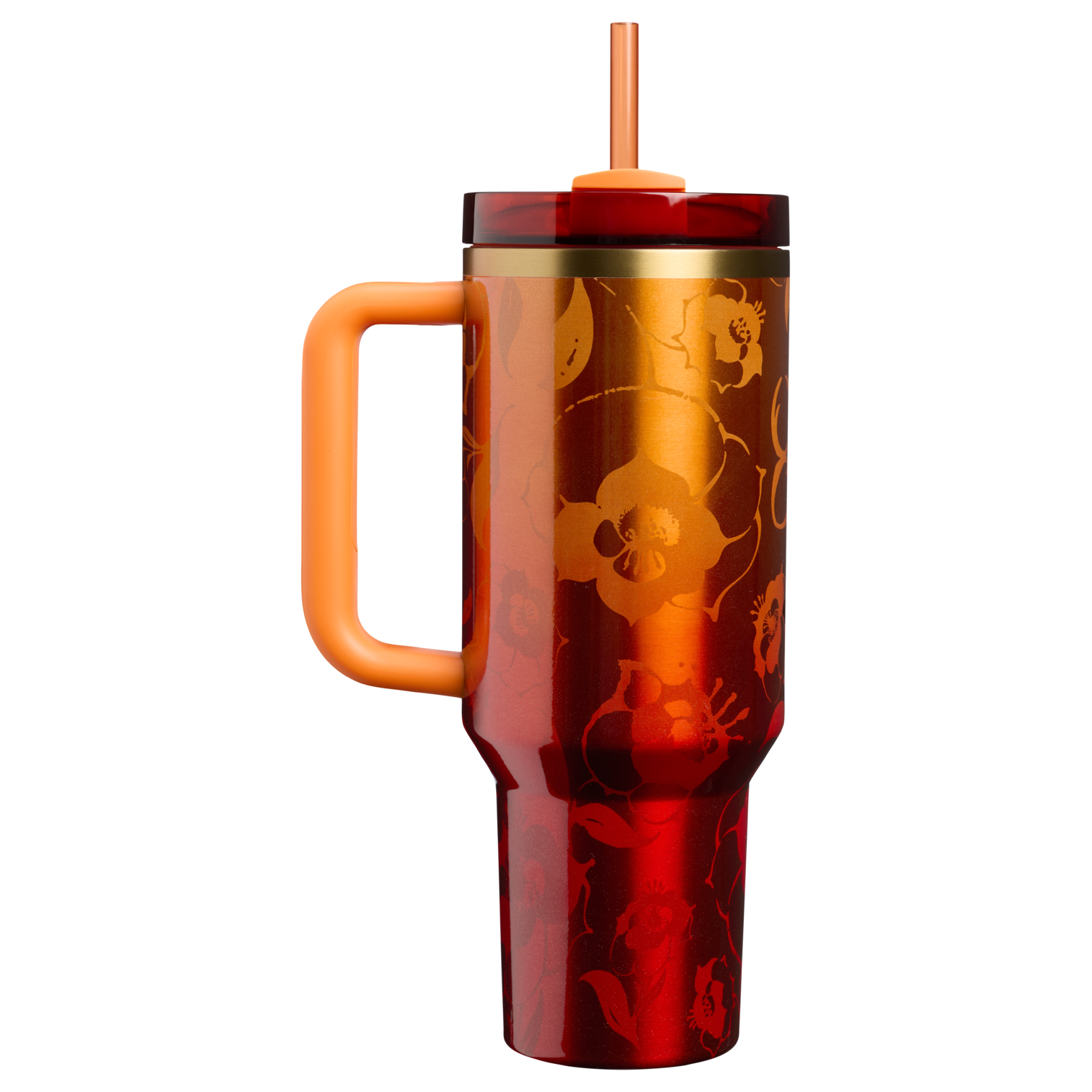 Splash-Resistant FlowState The Stanley 1913 x Karol G Quencher H2.0 Flowstate Tumbler D275T - Double-Wall Vacuum Insulated Travel Tumbler with Straw Detail