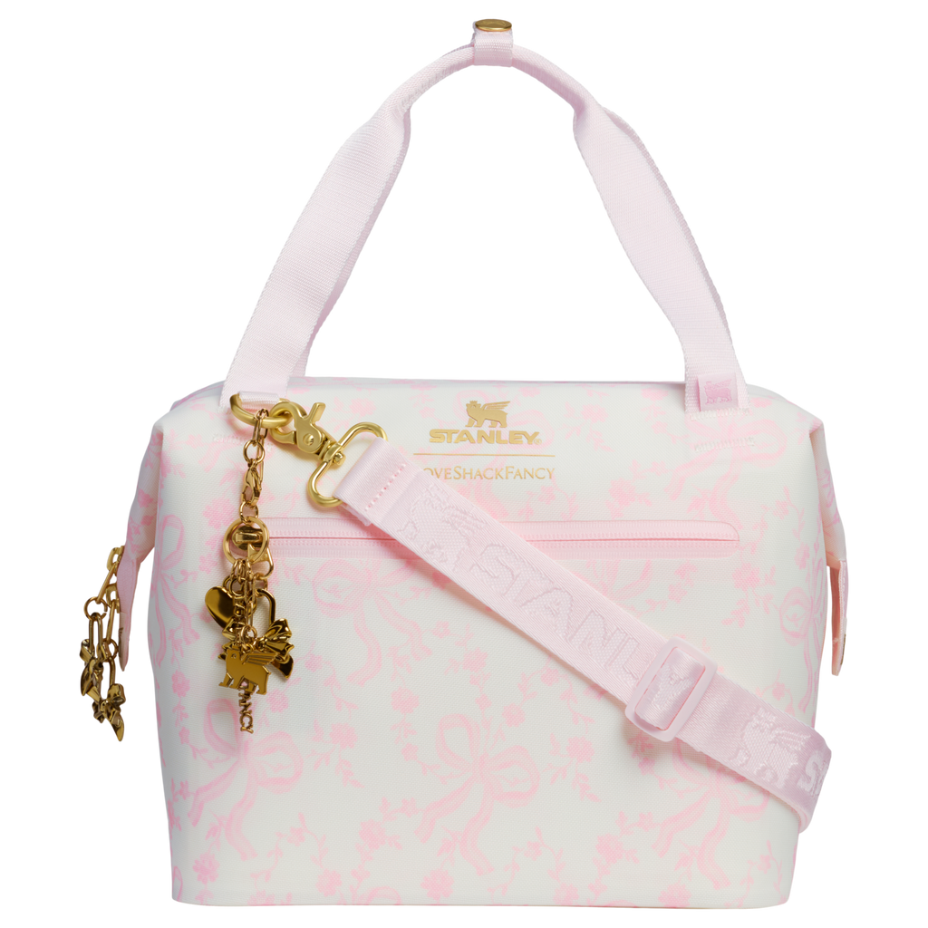 Portable Mini Stanley 1913 x LoveShackFancy Holiday All Day Julienne Mini Cooler D194V - Heavy-Duty Ice-Retention Food & Beverage Carrier - Coquette Bow Winter Ice