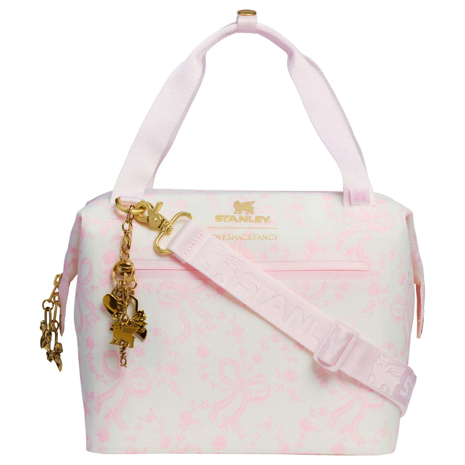 Portable Mini Stanley 1913 x LoveShackFancy Holiday All Day Julienne Mini Cooler D194V - Heavy-Duty Ice-Retention Food & Beverage Carrier - Coquette Bow Winter Ice