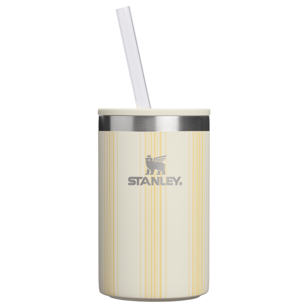 Premium All-Weather The Everyday Can Cooler Cup D353P - Heavy-Duty Ice-Retention Food & Beverage Carrier - Cream Picnic Stripe