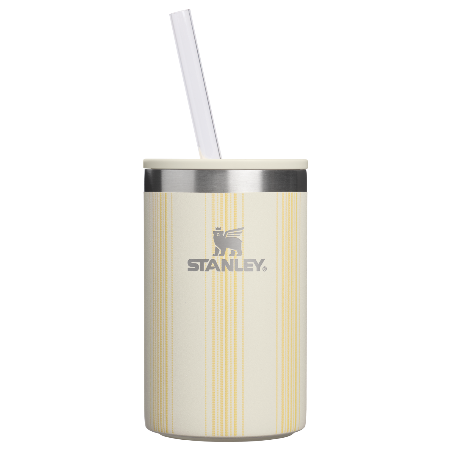 Premium All-Weather The Everyday Can Cooler Cup D353P - Heavy-Duty Ice-Retention Food & Beverage Carrier - Cream Picnic Stripe