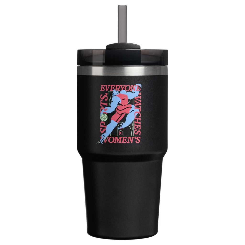 Insulated Travel The Quencher H2.0 Flowstate Tumbler D341T - Double-Wall Vacuum Insulated Travel Tumbler with Straw - Tournament Black