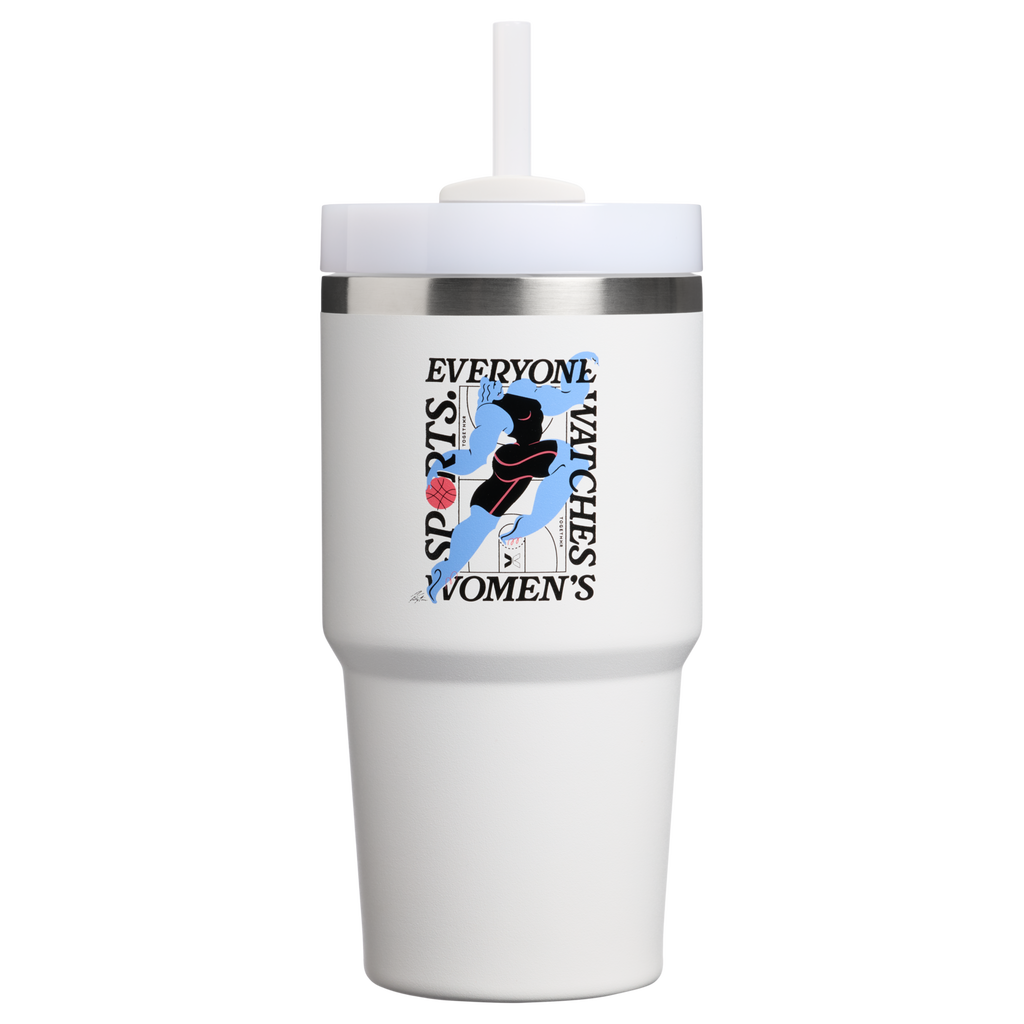 Insulated Travel The Quencher H2.0 Flowstate Tumbler D341T - Double-Wall Vacuum Insulated Travel Tumbler with Straw - Tournament White