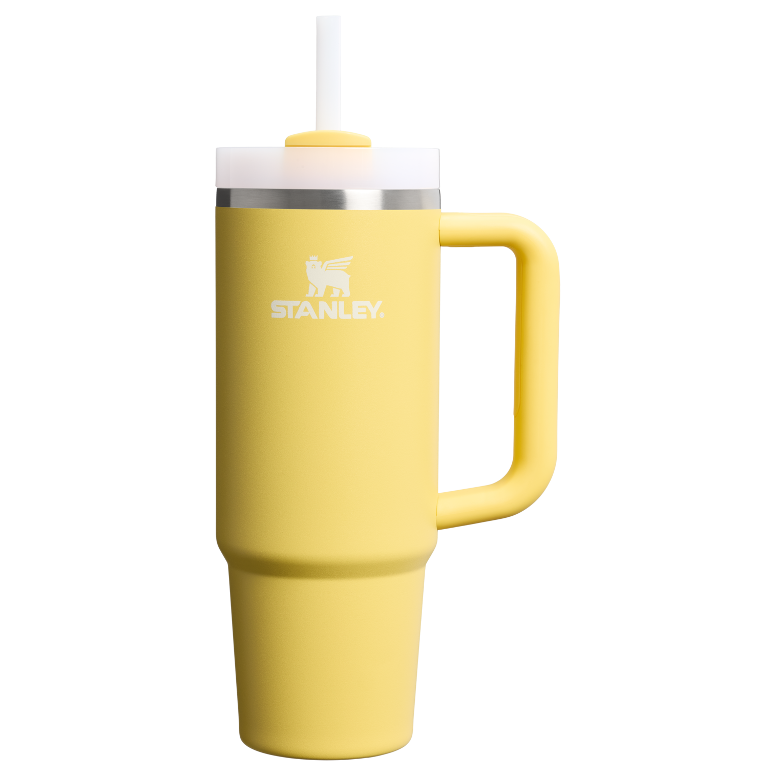 Splash-Resistant FlowState The Quencher H2.0 Flowstate Tumbler | Stanley Create D331C - 40oz Large Capacity Car-Cup Friendly Quencher - Daffodil