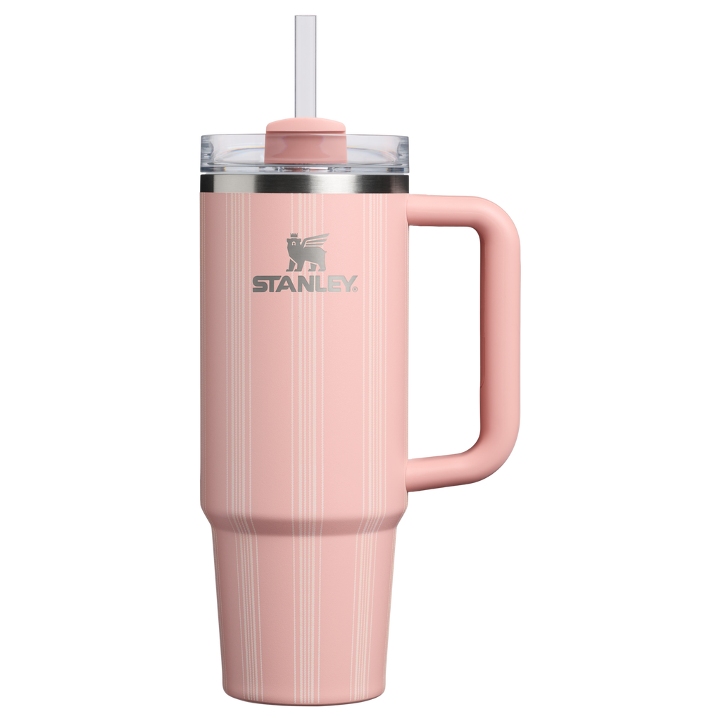 Large Capacity The Quencher H2.0 Flowstate Tumbler D343V - 40oz Large Capacity Car-Cup Friendly Quencher - Peach Rose Picnic Stripe