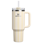 Splash-Resistant FlowState The Quencher H2.0 Flowstate Tumbler D342C - 40oz Large Capacity Car-Cup Friendly Quencher - Cream Picnic Stripe