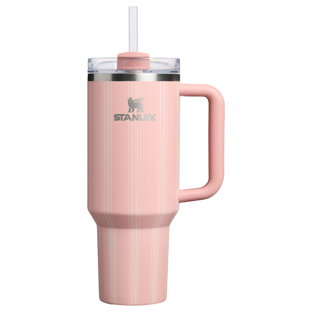Splash-Resistant FlowState The Quencher H2.0 Flowstate Tumbler D342C - 40oz Large Capacity Car-Cup Friendly Quencher - Peach Rose Picnic Stripe