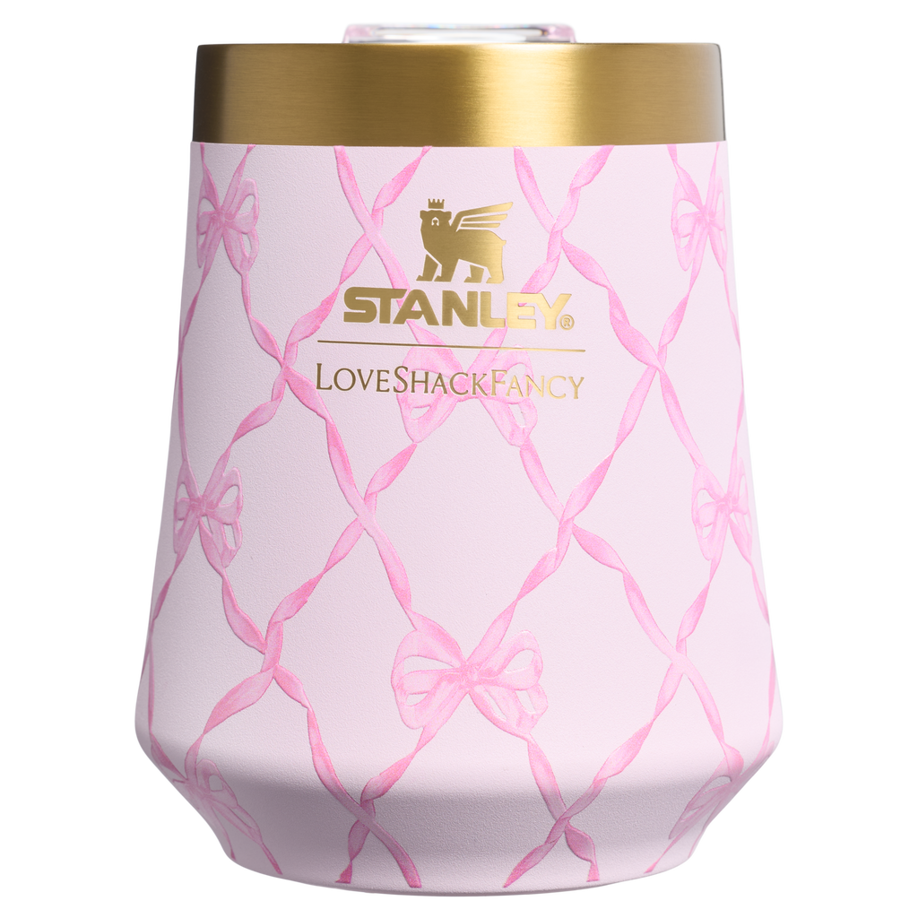 Premium Matte Stanley 1913 x LoveShackFancy Holiday Reserve Wine Tumbler D204X - Elegant Stemless Vacuum Insulated Wine Tumbler Detail