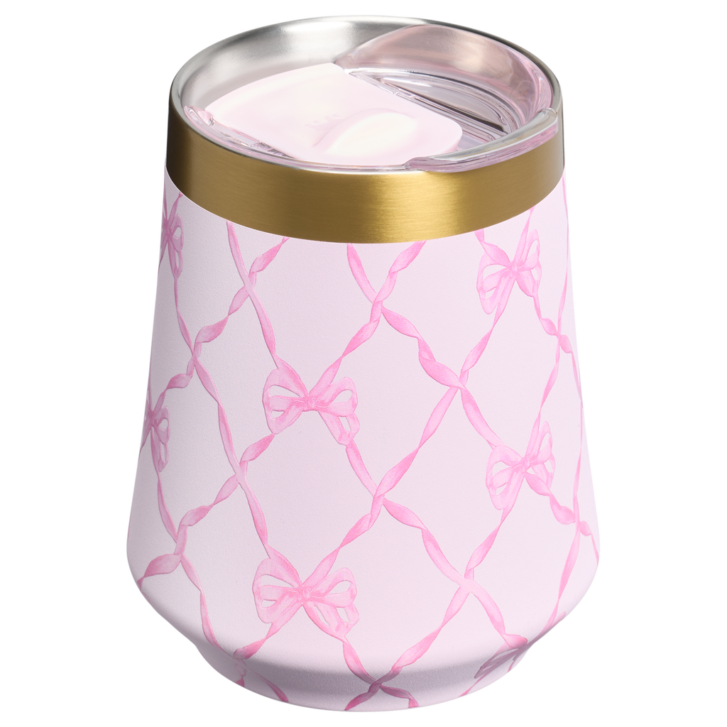 Elegant Stemless Stanley 1913 x LoveShackFancy Holiday Reserve Wine Tumbler D367F - Elegant Stemless Vacuum Insulated Wine Tumbler Detail