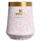 Premium Matte Stanley 1913 x LoveShackFancy Holiday Reserve Wine Tumbler D204X - Elegant Stemless Vacuum Insulated Wine Tumbler - Coquette Bow Chantilly