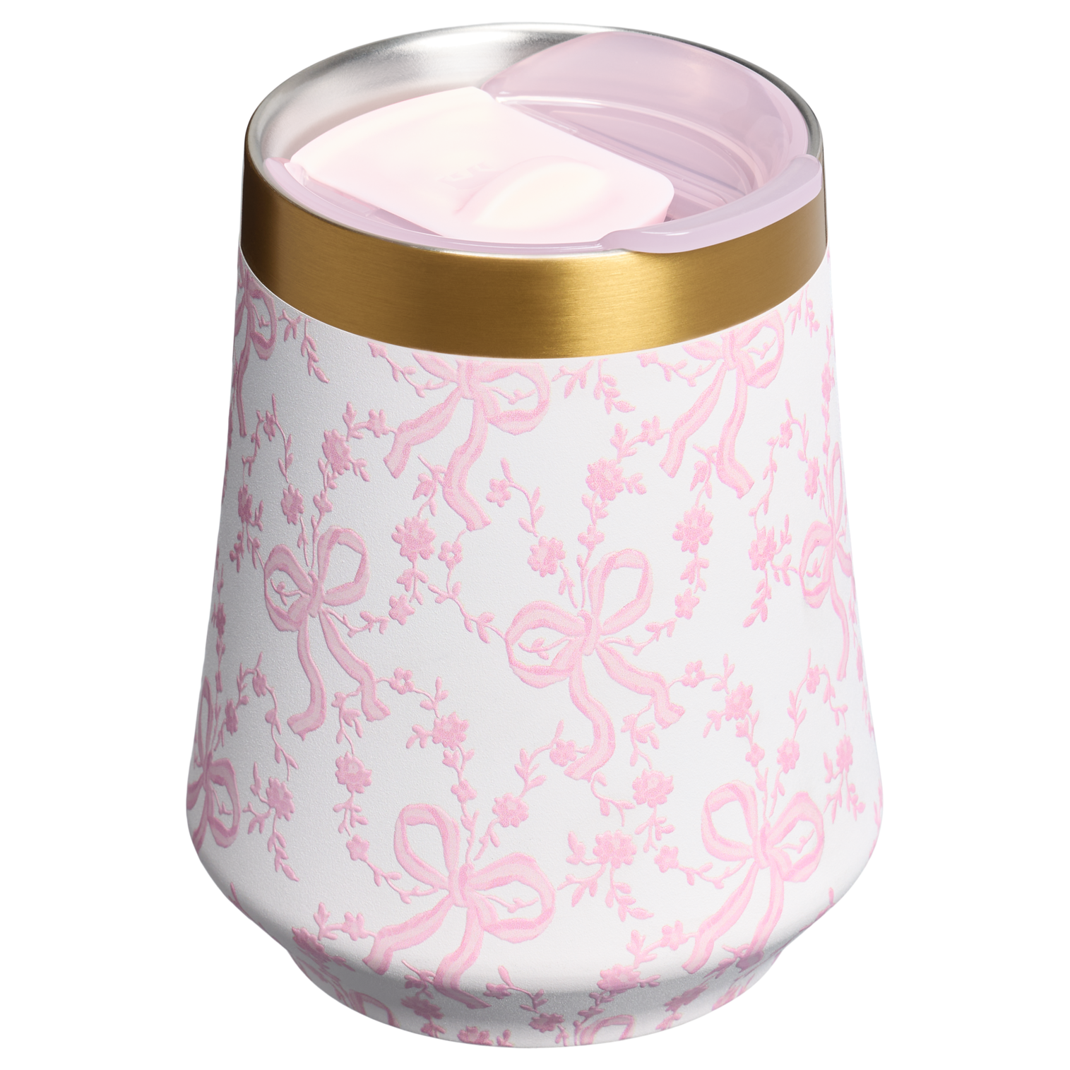 Elegant Stemless Stanley 1913 x LoveShackFancy Holiday Reserve Wine Tumbler D367F - Elegant Stemless Vacuum Insulated Wine Tumbler Detail