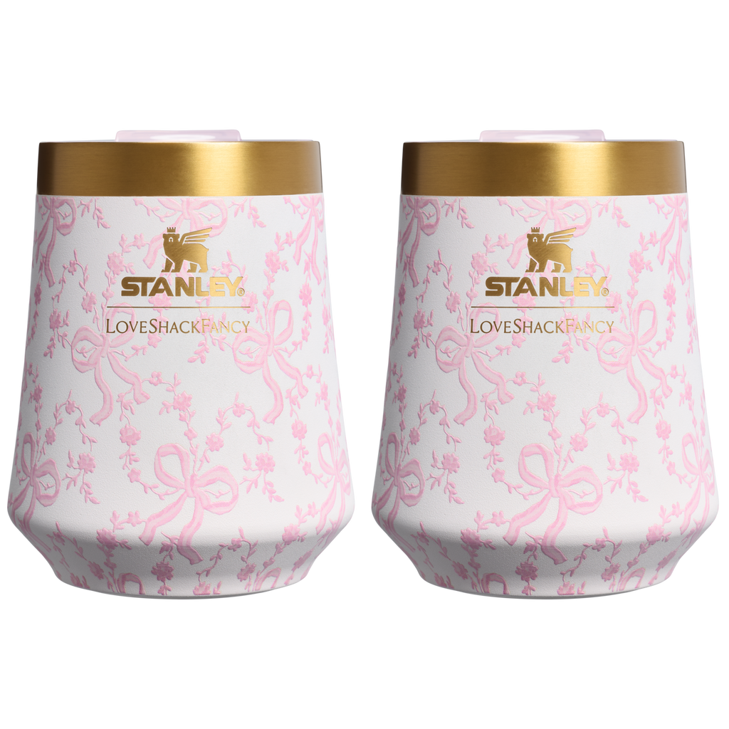 Flavor-Preserving Stanley 1913 x LoveShackFancy Holiday The Reserve Wine Tumbler Set | 2-pack D205C - Reserve Collection Stainless Steel Whiskey Cup - Coquette Bow Chantilly
