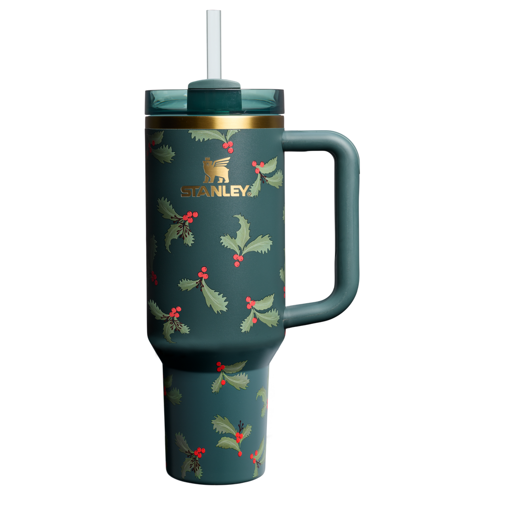 Large Capacity The Cheers & Cheer Quencher H2.0 Flowstate Tumbler D188Q - Double-Wall Vacuum Insulated Travel Tumbler with Straw - Holiday Botanical