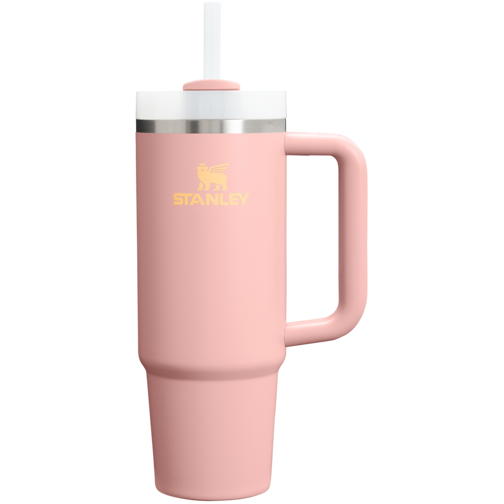 Splash-Resistant FlowState The Quencher H2.0 Flowstate Tumbler | Stanley Create D331C - 40oz Large Capacity Car-Cup Friendly Quencher - Peach Rose