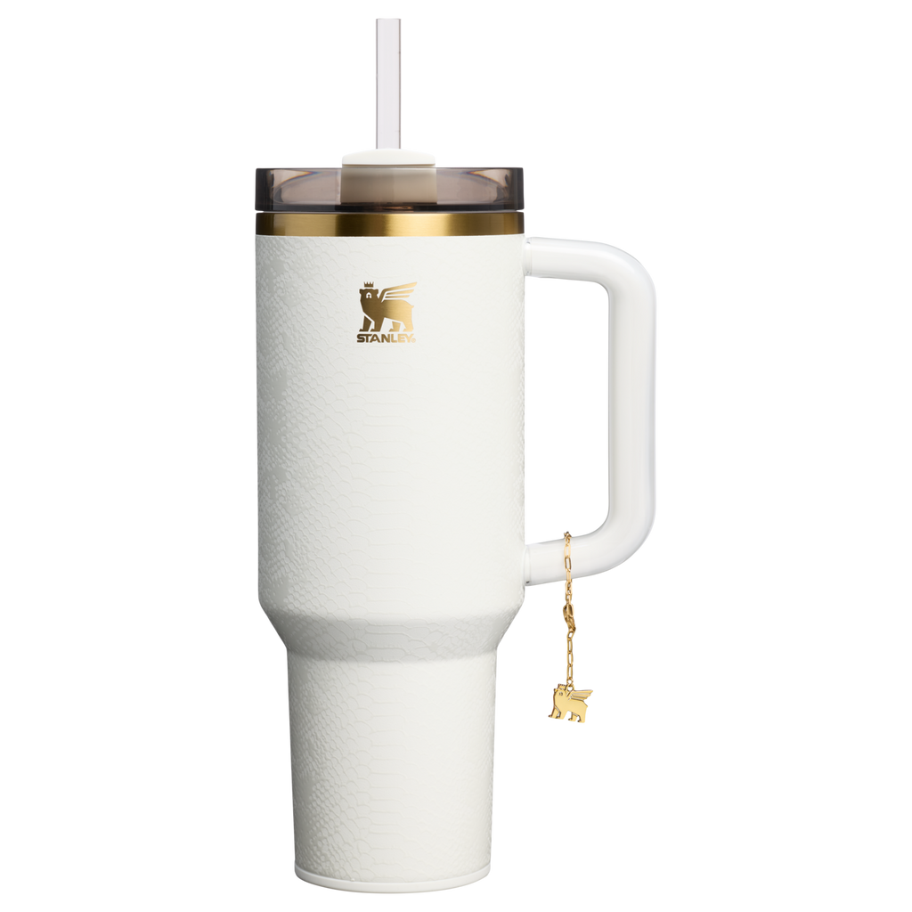 Insulated Travel The Quencher Luxe H2.0 Flowstate Tumbler D170A - Premium Stainless Steel Straw Cup for All-Day Hydration - Pale Stone Snakeskin