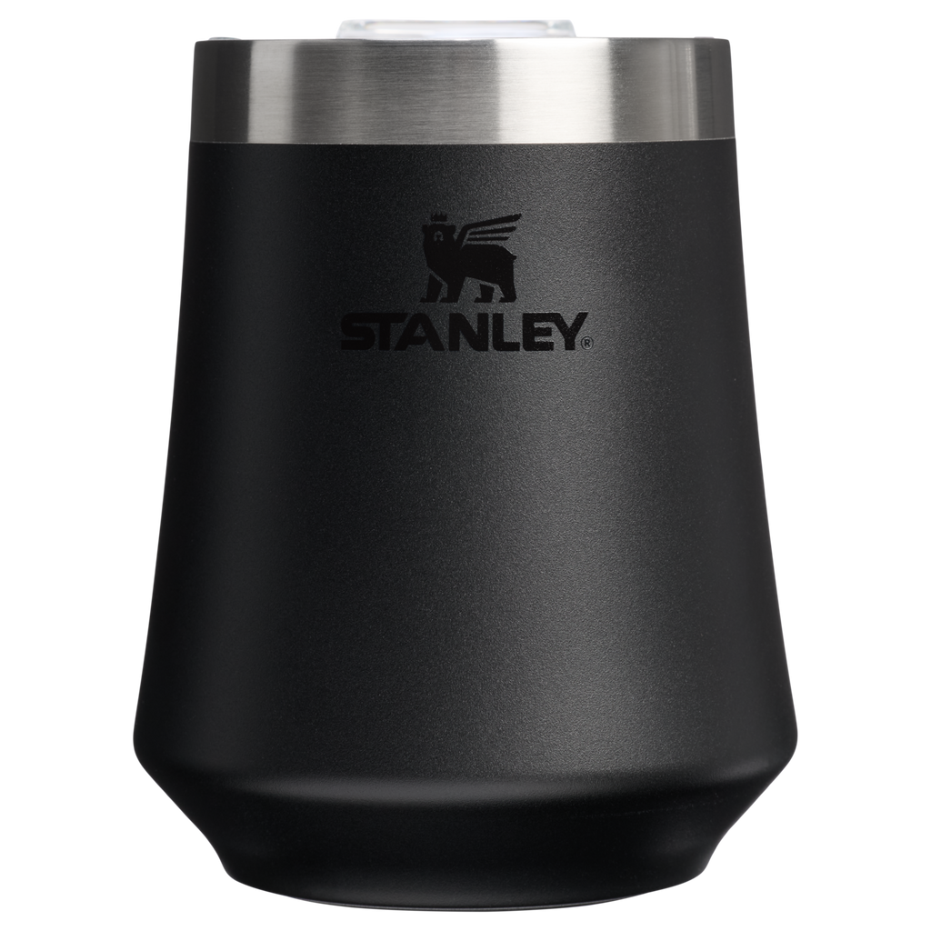 Elegant Stemless The Reserve Wine Tumbler D125V - Shatterproof Flavor-Preserving Cocktail Tumbler with Lid - Black 2.0