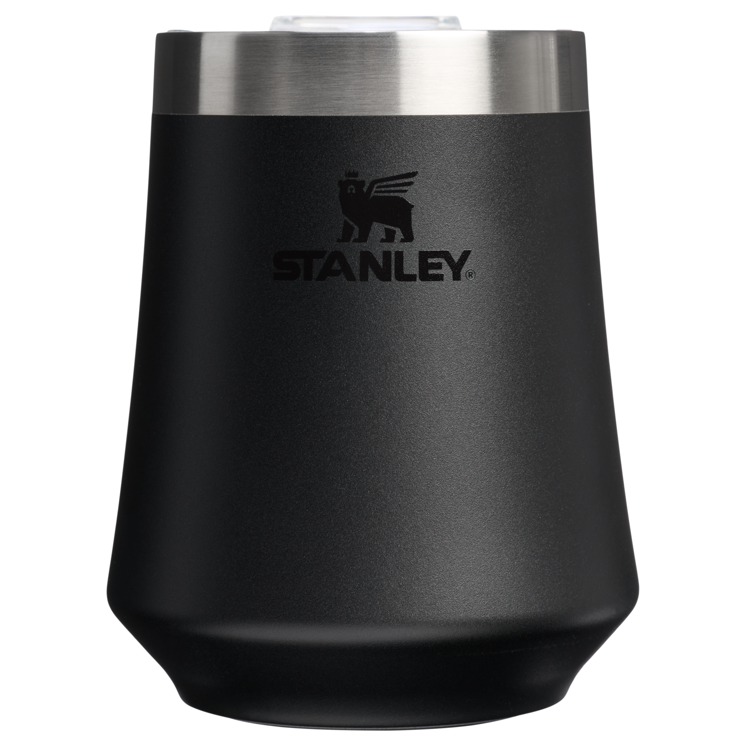 Elegant Stemless The Reserve Wine Tumbler D125V - Shatterproof Flavor-Preserving Cocktail Tumbler with Lid - Black 2.0