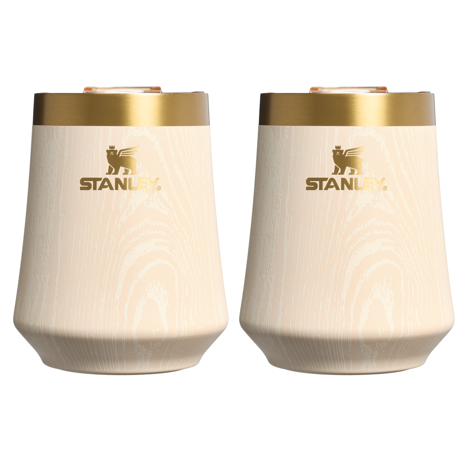 Premium Matte The Cheers & Cheer Reserve Wine Tumbler | 2-pack D190T - Premium Insulated Egg-Shaped Wine Glass for Outdoors - Birch Woodgrain